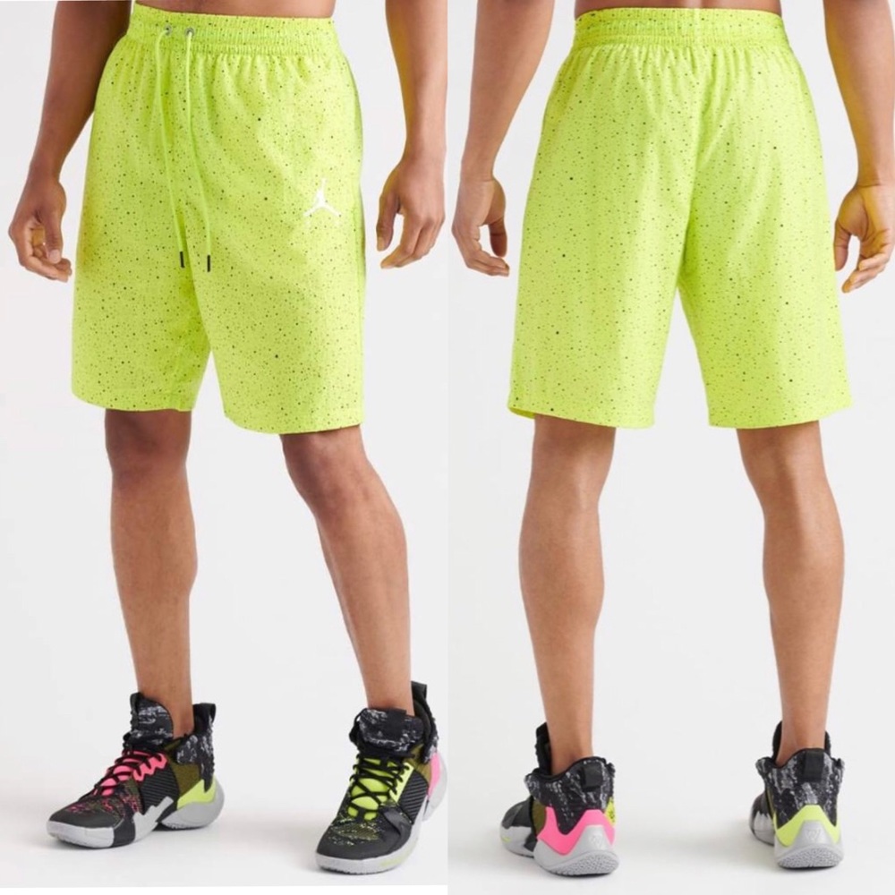 Nike Air Jordan Cyber Nylon Cement Poolside Shorts Bright Lime Green S NWT Retro